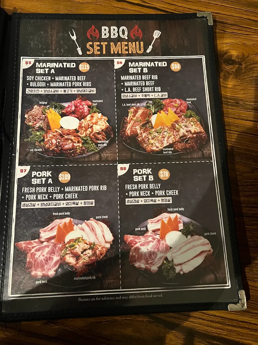 Menu, BT Korean BBQ