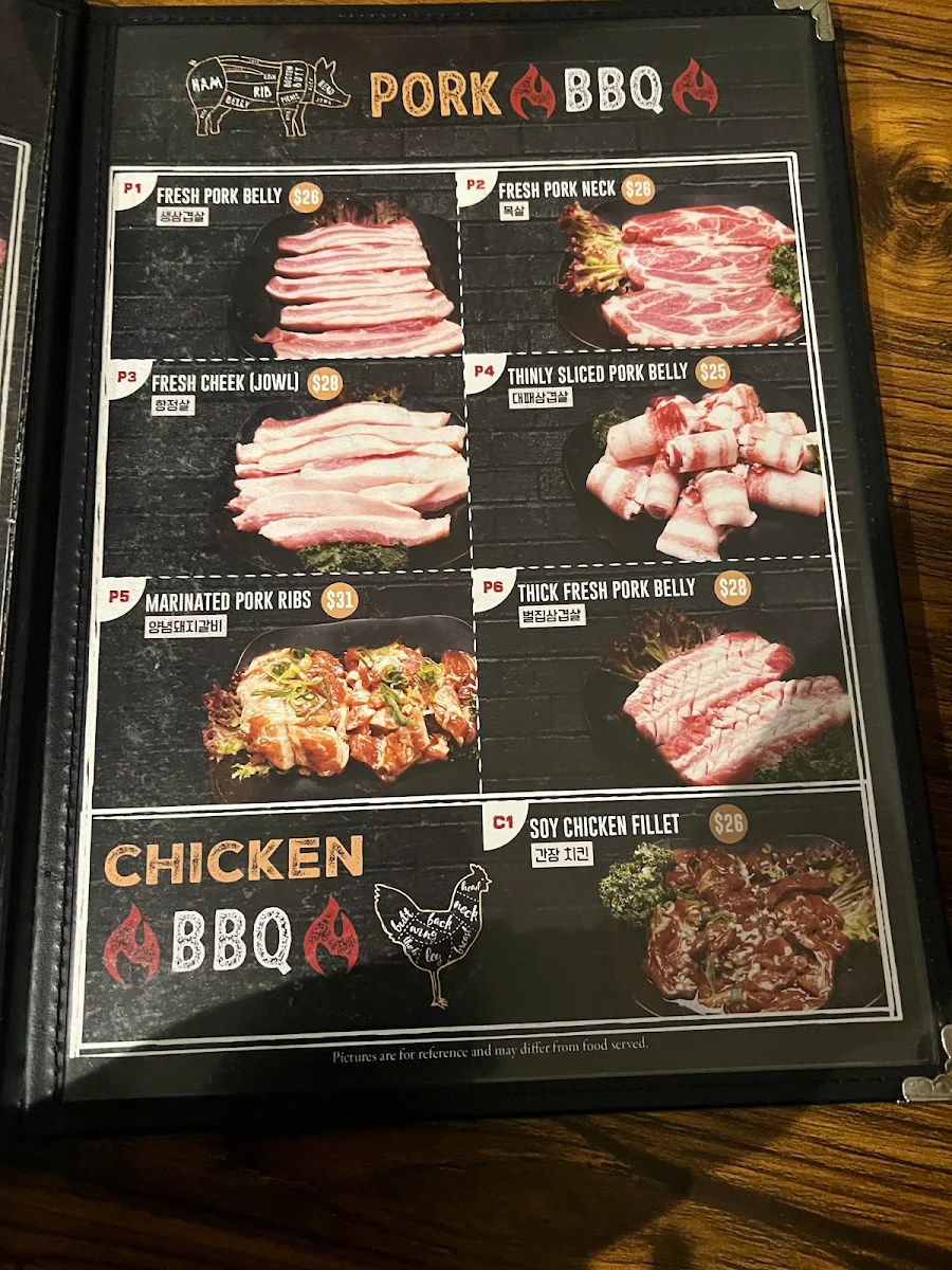 Menu, BT Korean BBQ