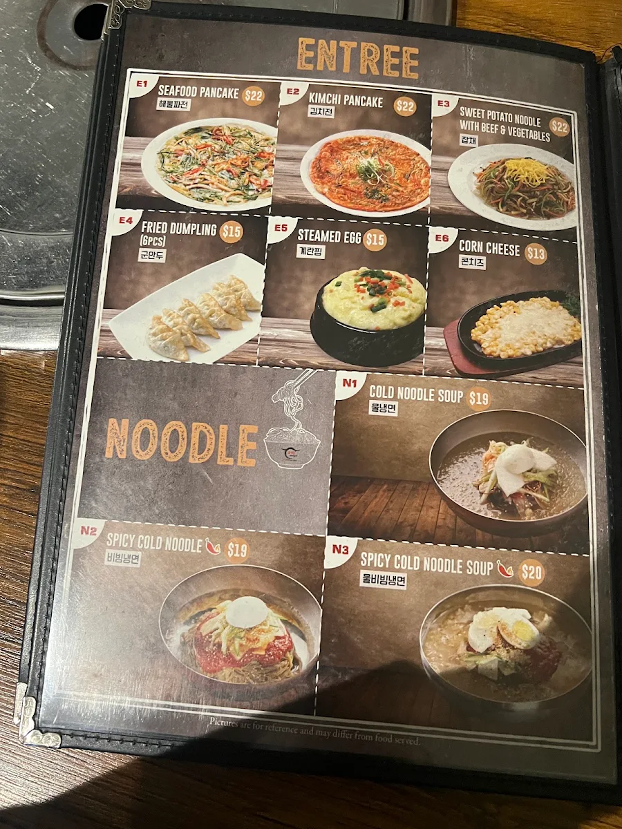 Menu, BT Korean BBQ