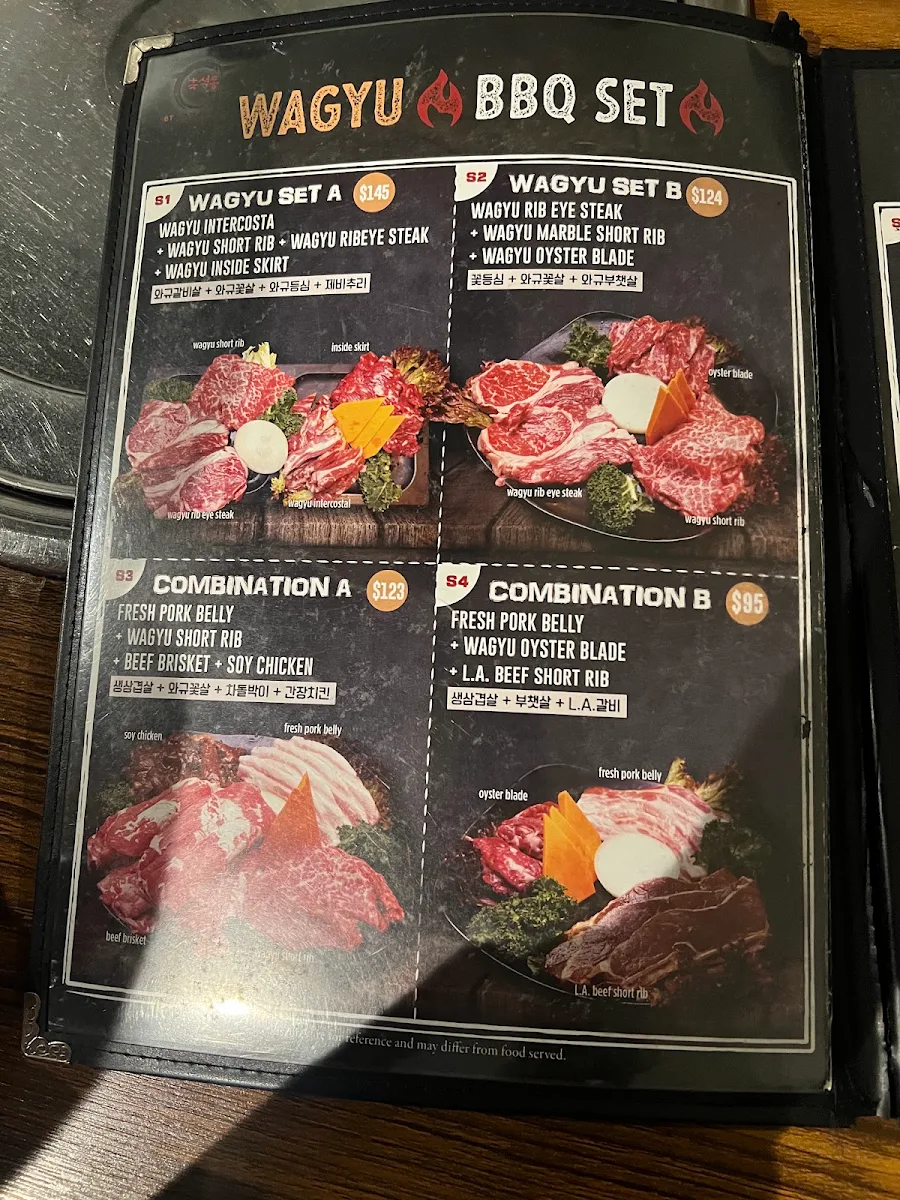 Menu, BT Korean BBQ