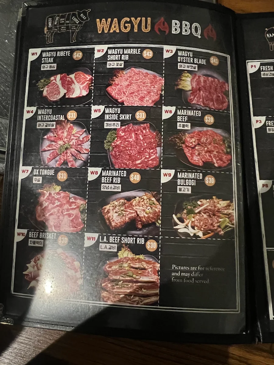 Menu, BT Korean BBQ