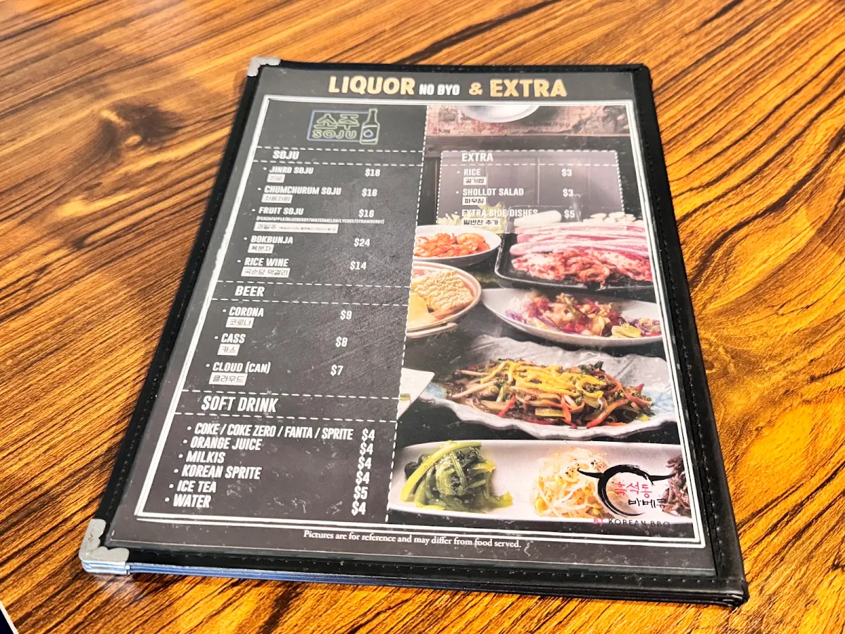 Menu, BT Korean BBQ