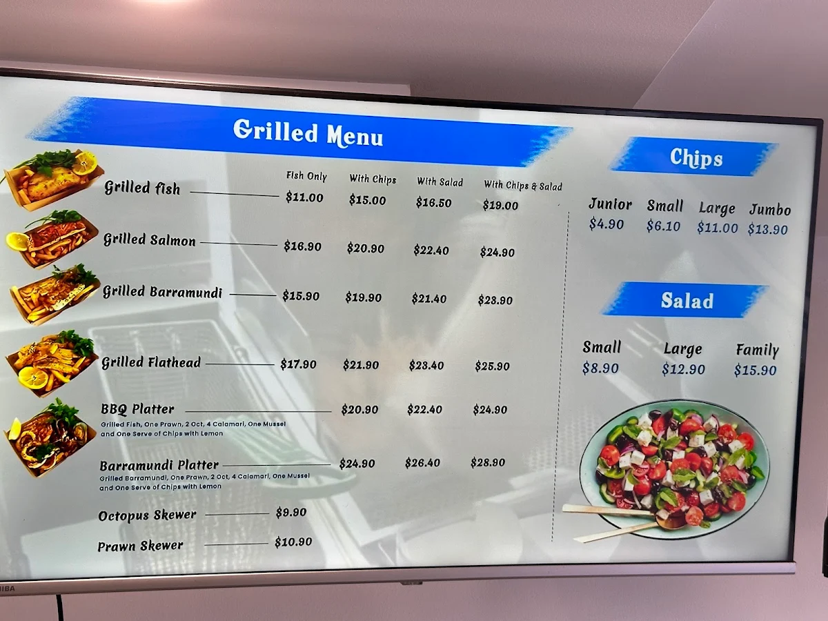 Menu, Old English Fish N' Chips Naremburn
