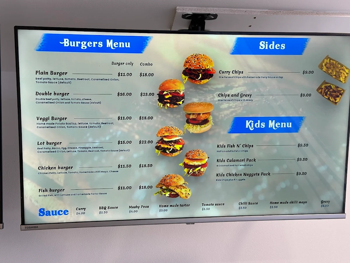 Menu, Old English Fish N' Chips Naremburn