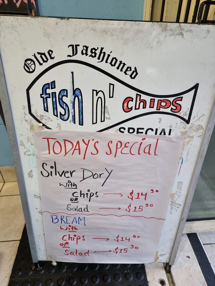 Menu, Old English Fish N' Chips Naremburn