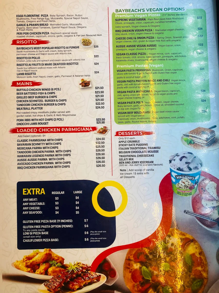 Menu, Baybeach Italian Restaurant & Bar Lounge