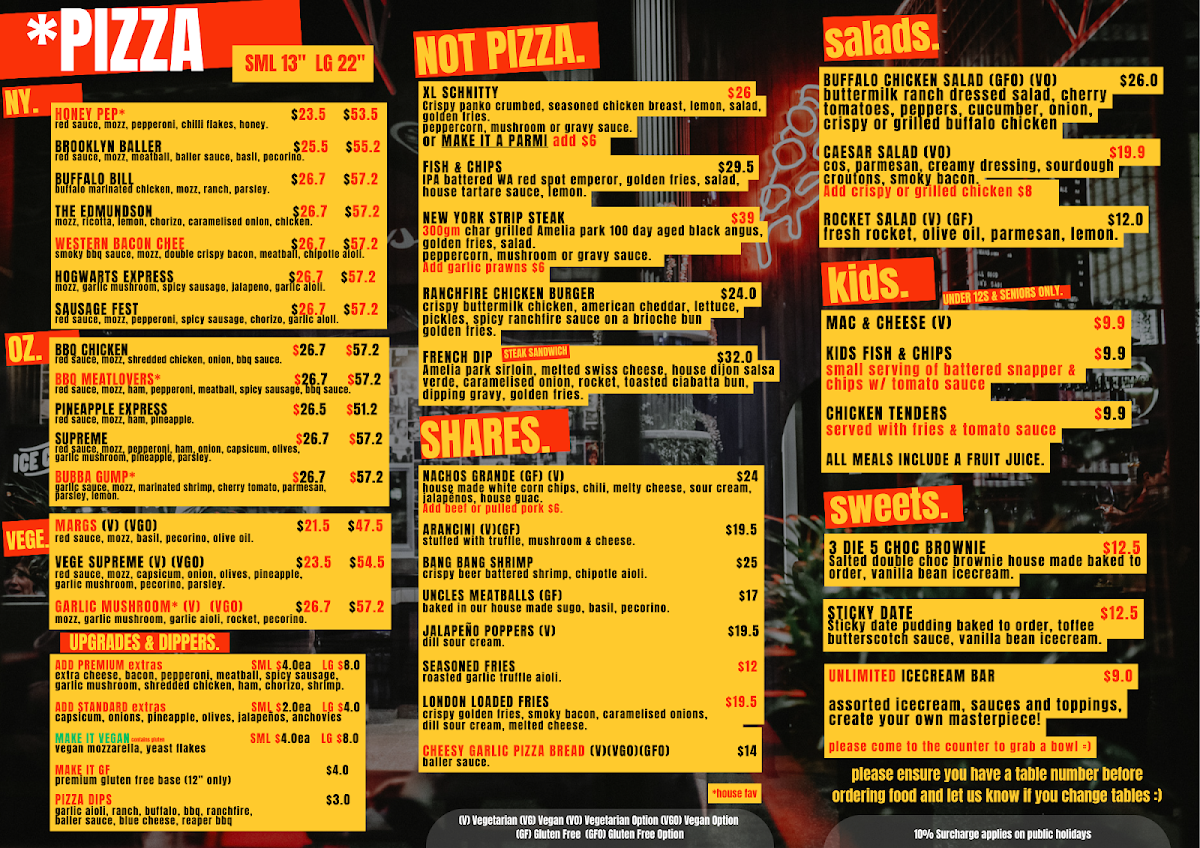 Menu, Last Slice Midland