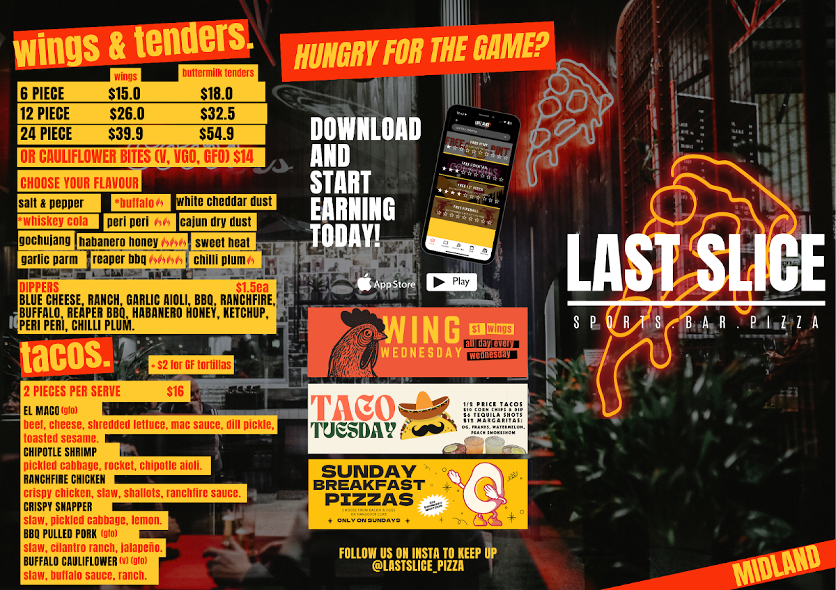 Menu, Last Slice Midland