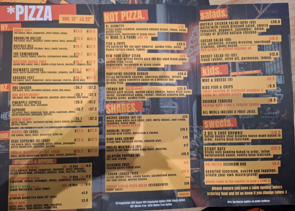 Menu, Last Slice Midland