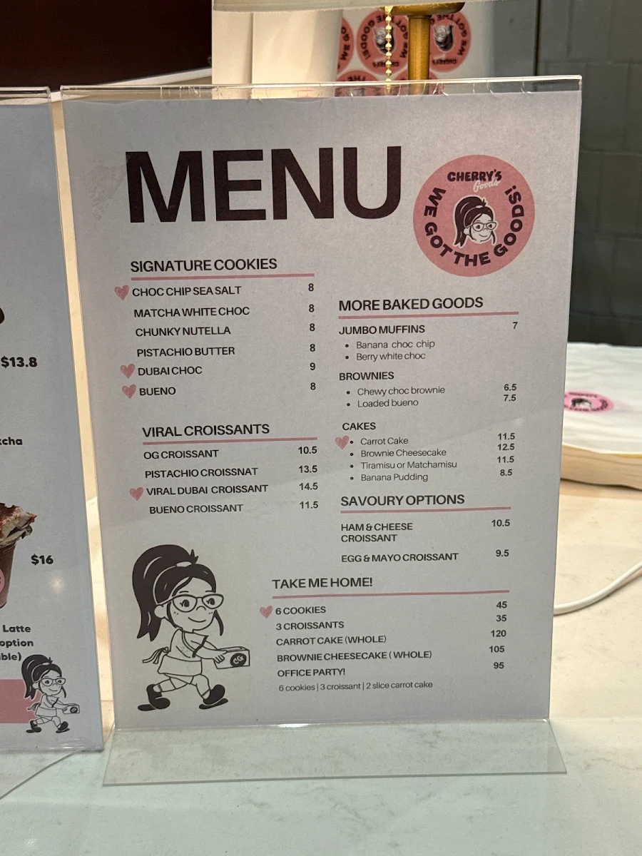 Menu, Cherry's Goods Macquarie Centre