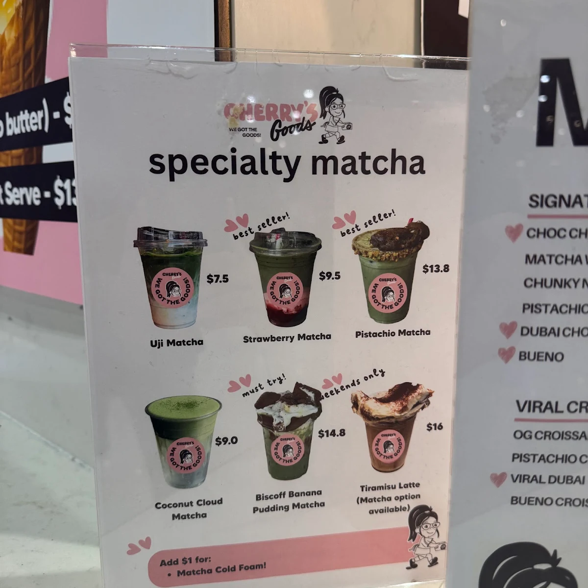 Menu, Cherry's Goods Macquarie Centre