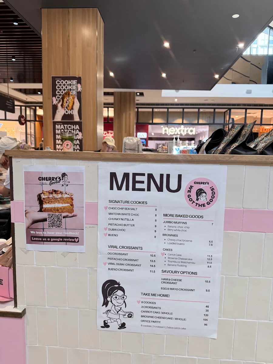 Menu, Cherry's Goods Macquarie Centre
