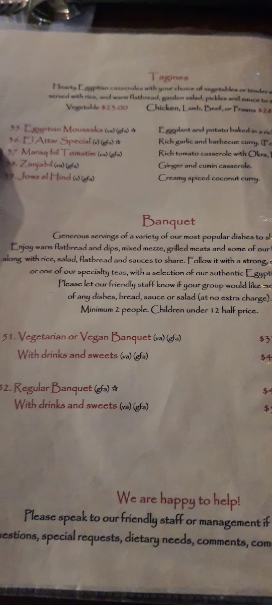 Menu, El Attar Middle Eastern Grill
