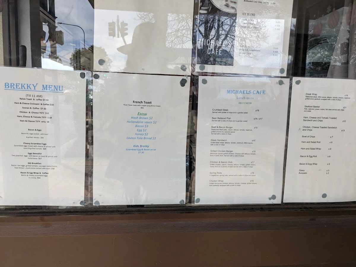 Menu, Michaels Cafe