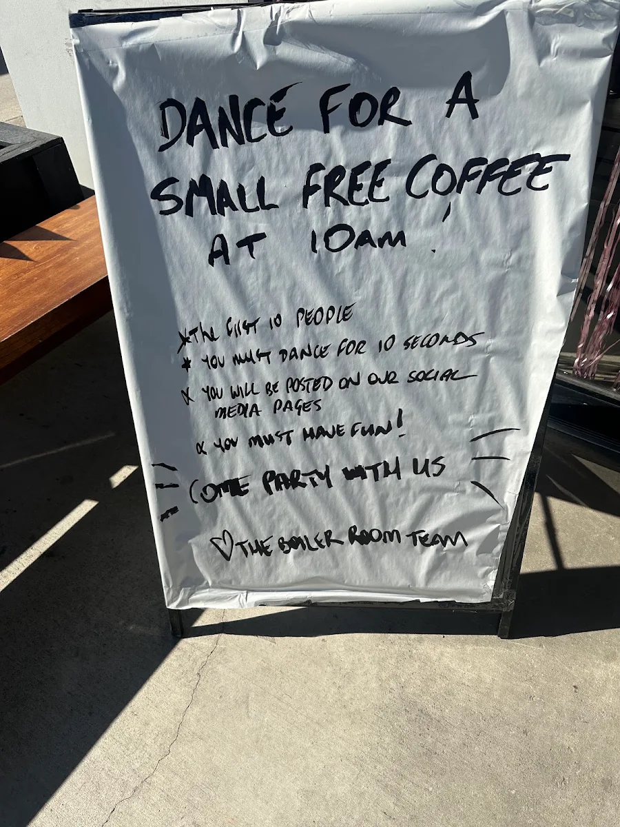 Menu, The Boiler Room Cafe