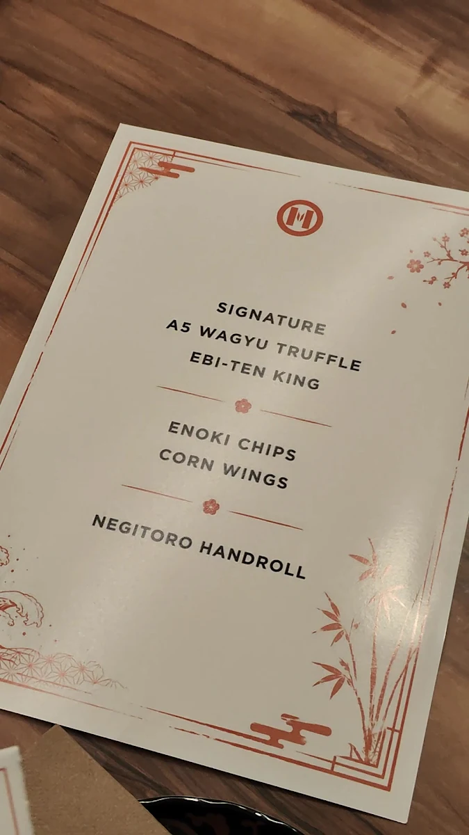 Menu, MENSHO TOKYO Victoria Cross