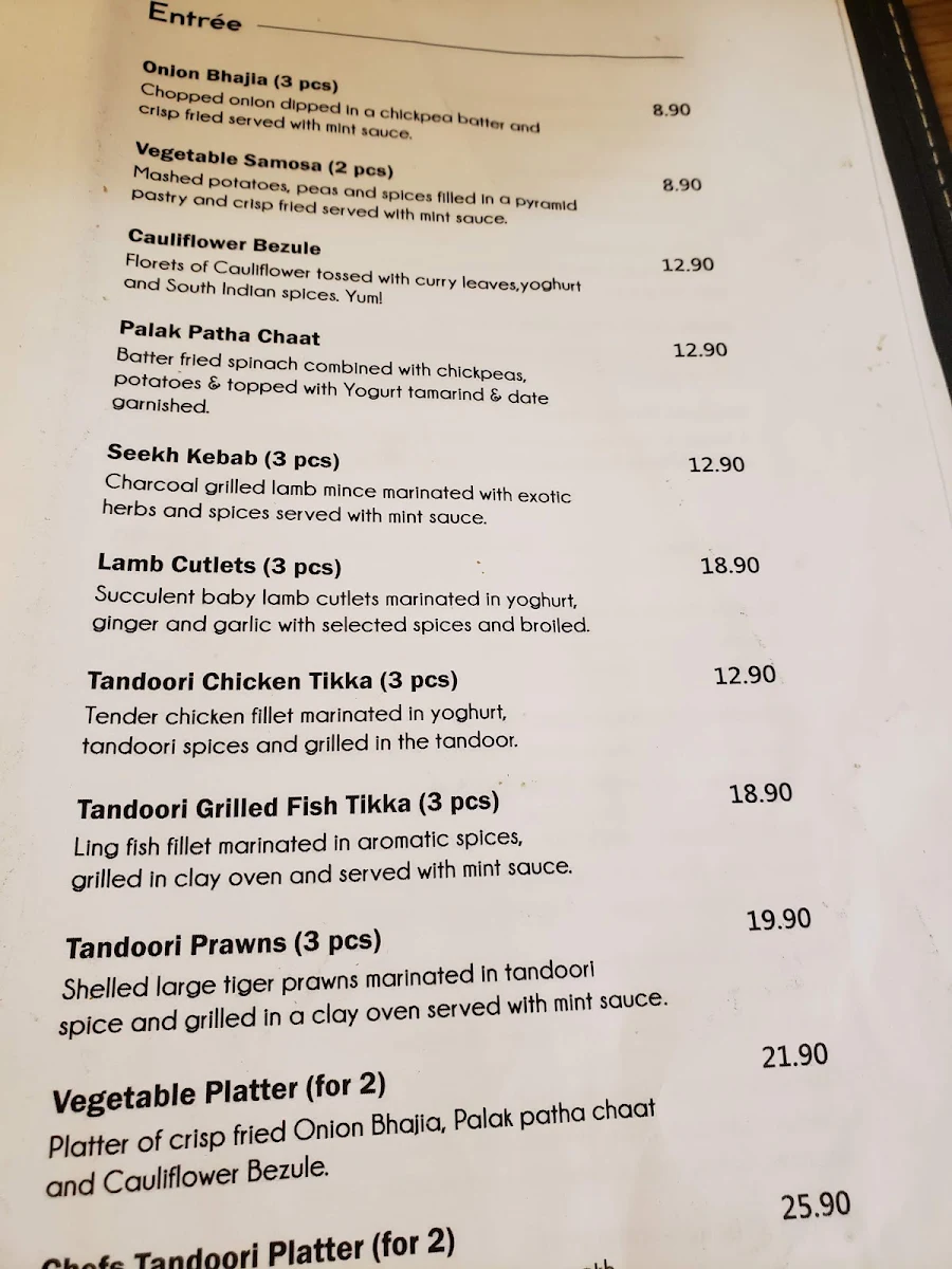 Menu, The Spice Lounge Indian Cuisine