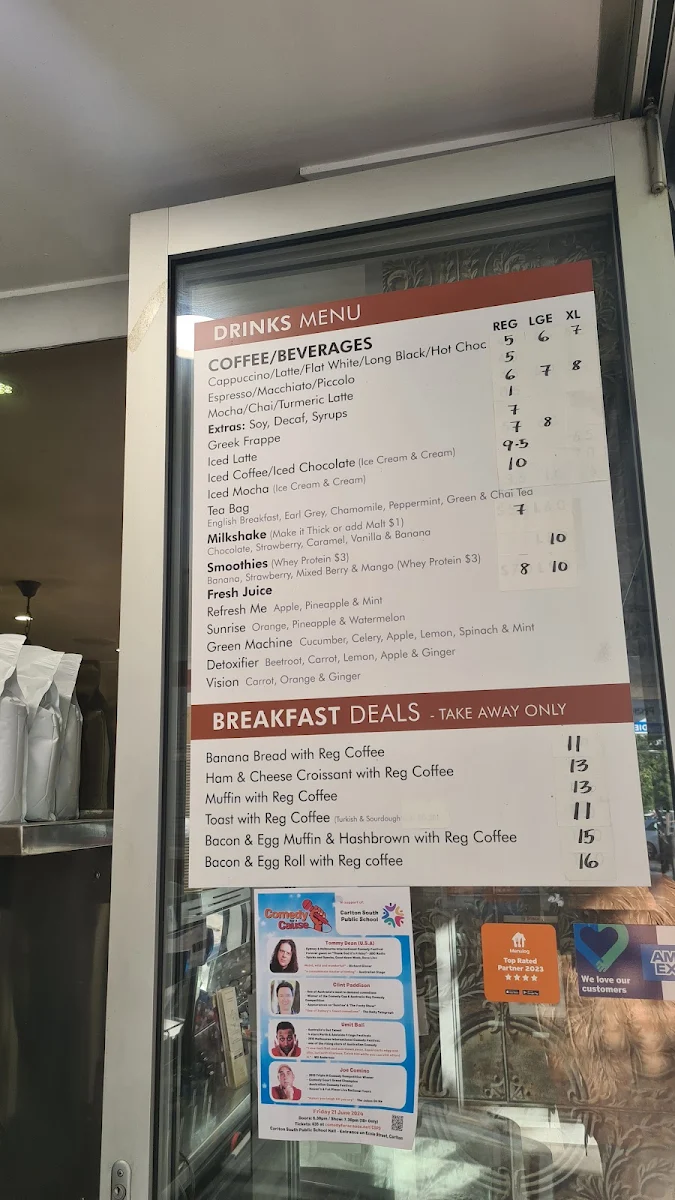 Menu, Beretta Cafe and Pizza Bar
