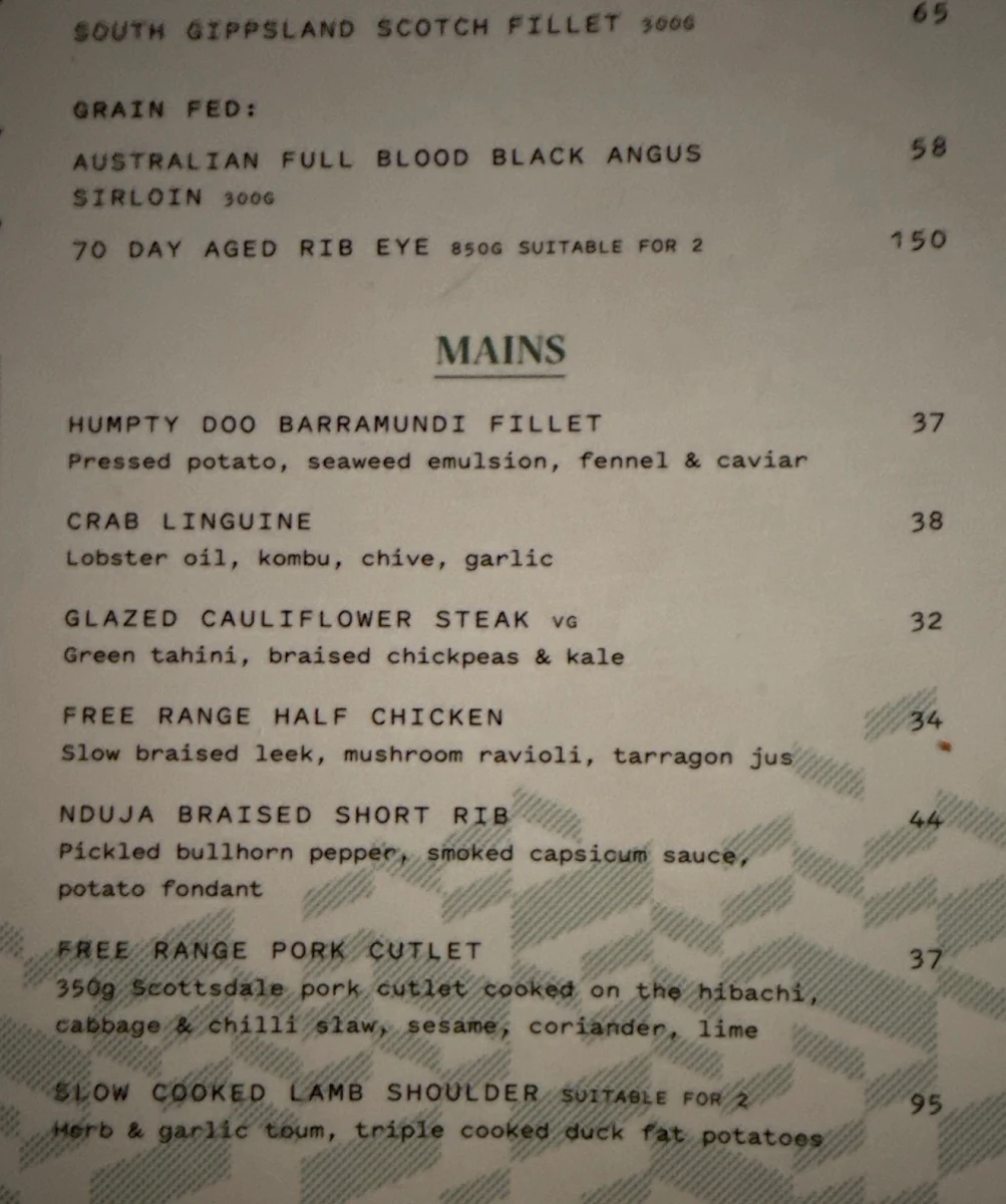 Menu, Ludlow Bar & Dining Room