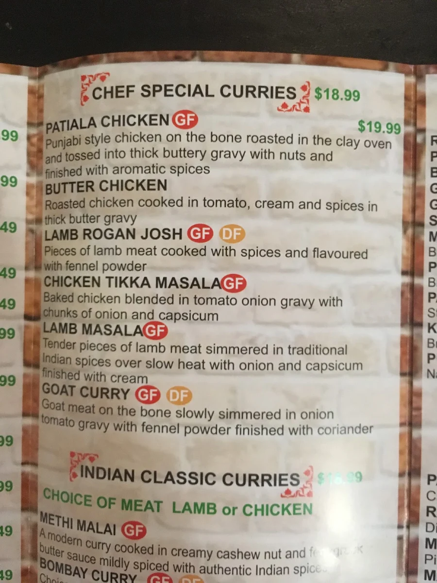 Menu, Indian Mehfil Taringa