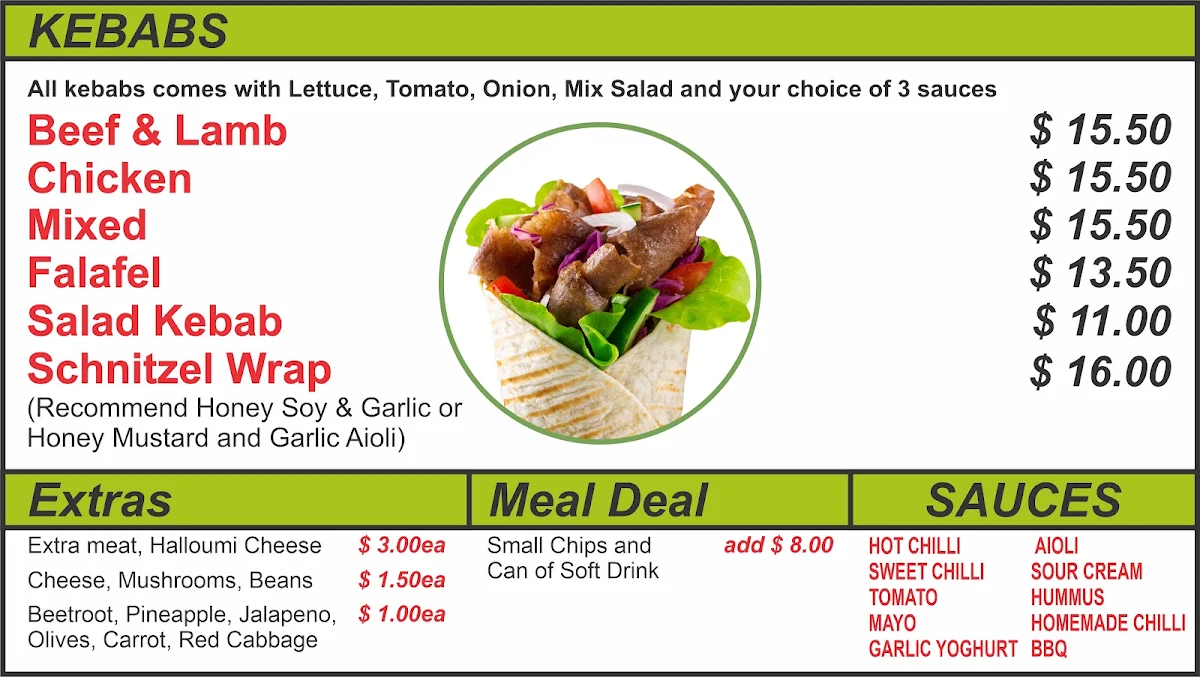 Menu, The Forest Kebab