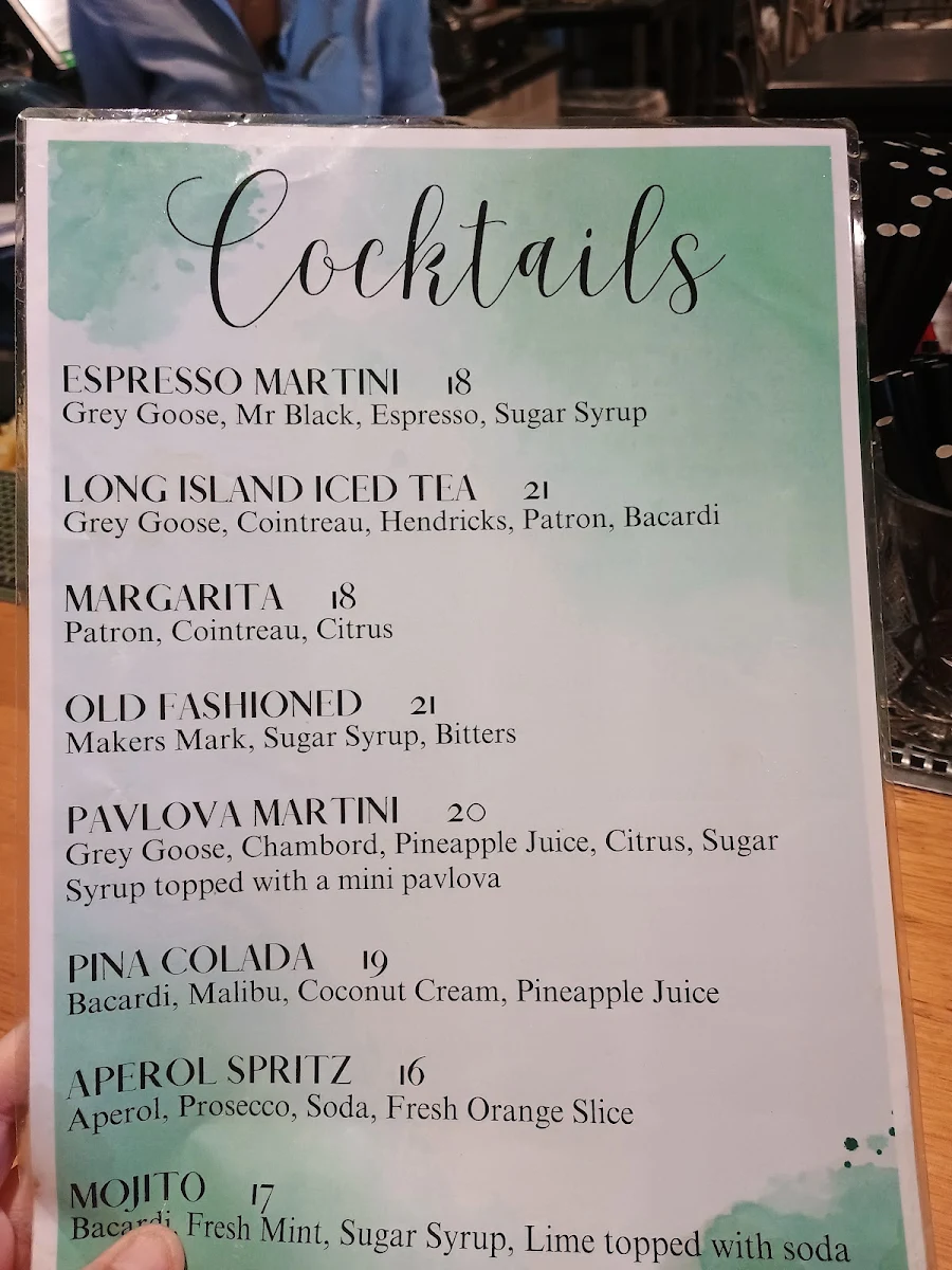 Menu, Broadbeach Tavern