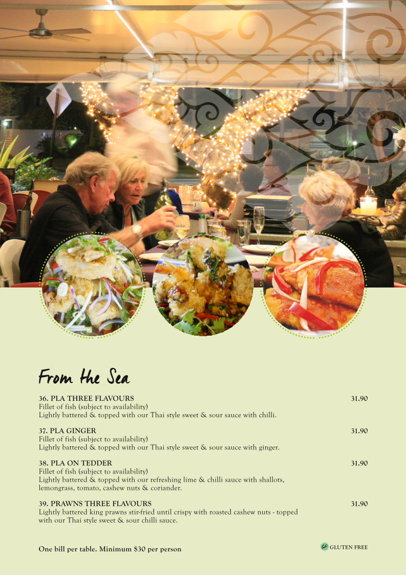 Menu, Thai Eatery