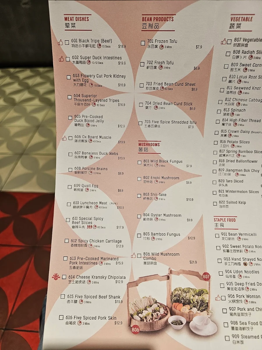 Menu, Spice World