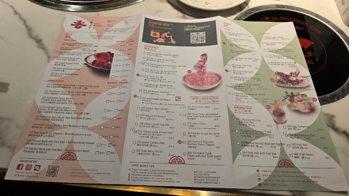 Menu, Spice World
