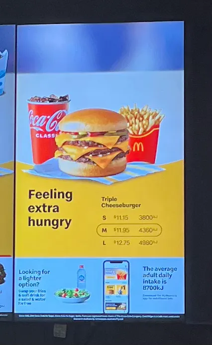 Menu, McDonald's Sunnybank