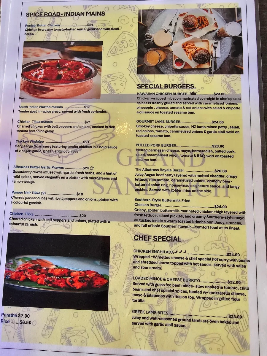 Menu, Albatross Restaurant & Bar