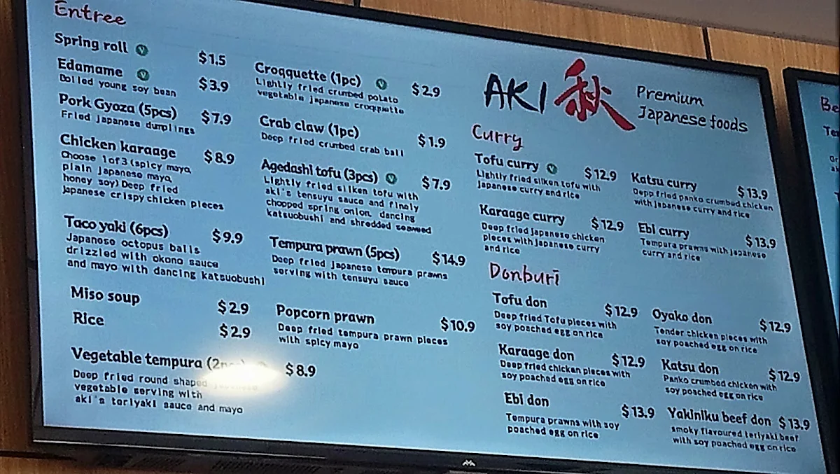 Menu, Aki 秋 Japanese Restaurant