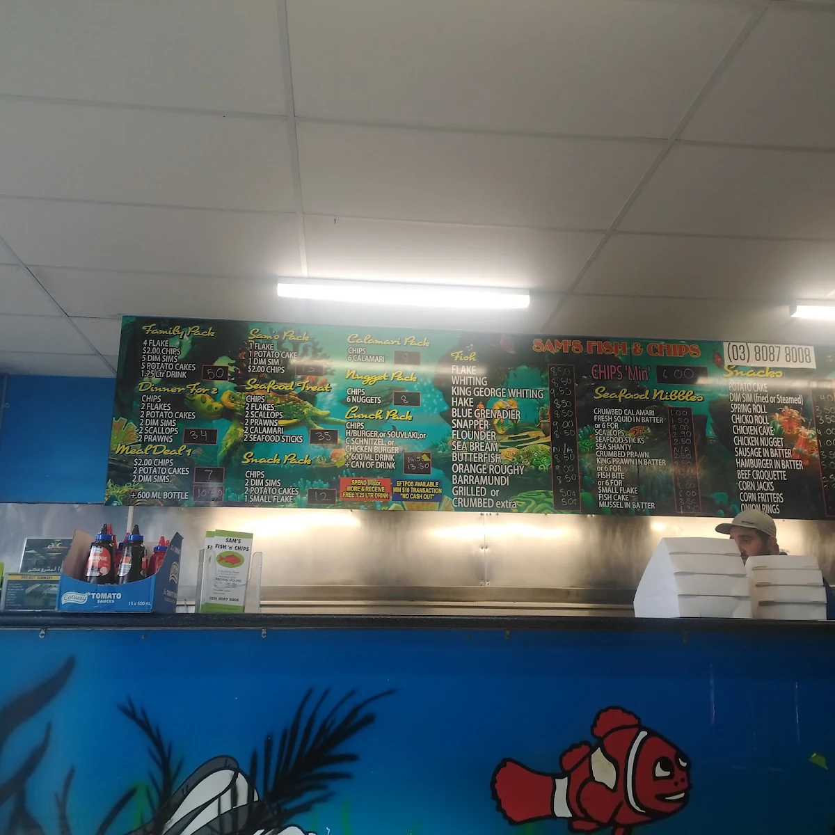 Menu, Sams Fish And Chips
