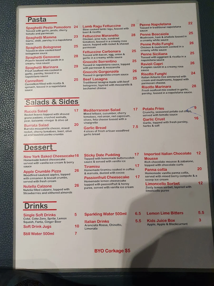 Menu, Maranello's Veloce Croydon Park