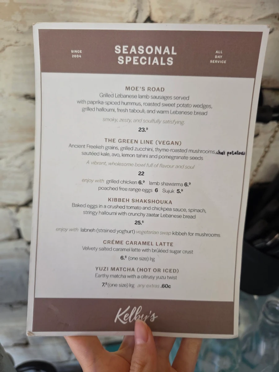 Menu, Moe's Table