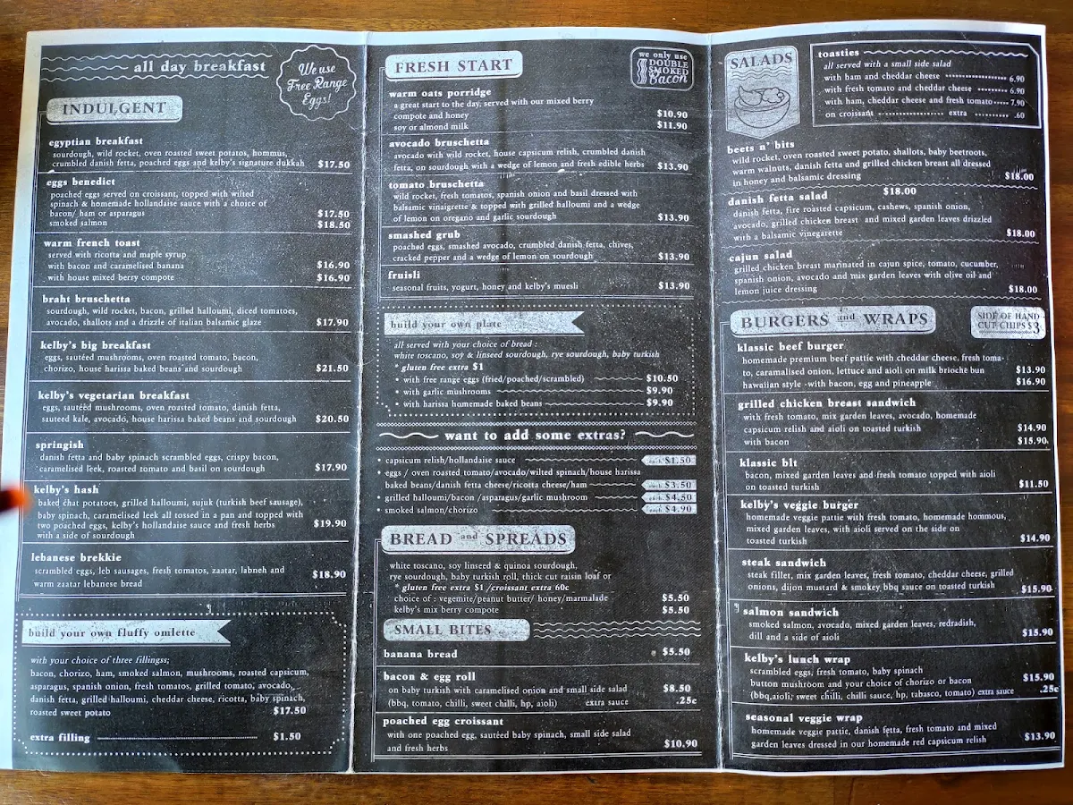 Menu, Moe's Table
