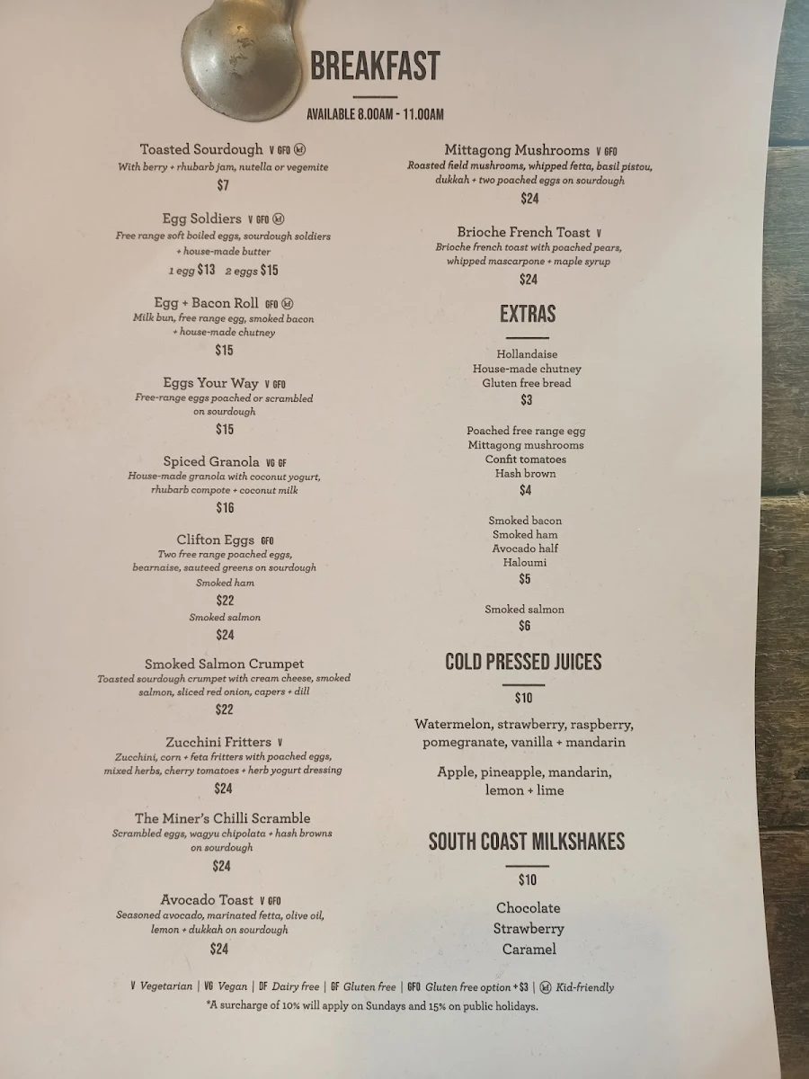 Menu, The Imperial at Clifton