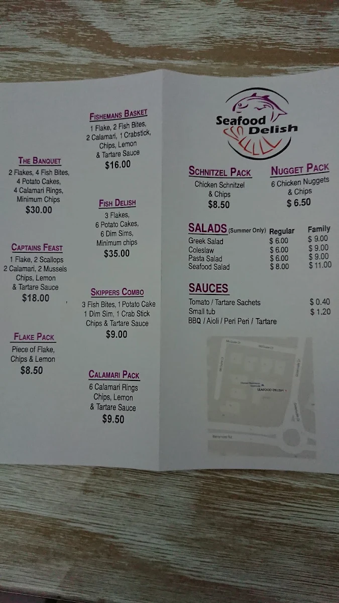 Menu, Seafood Delish