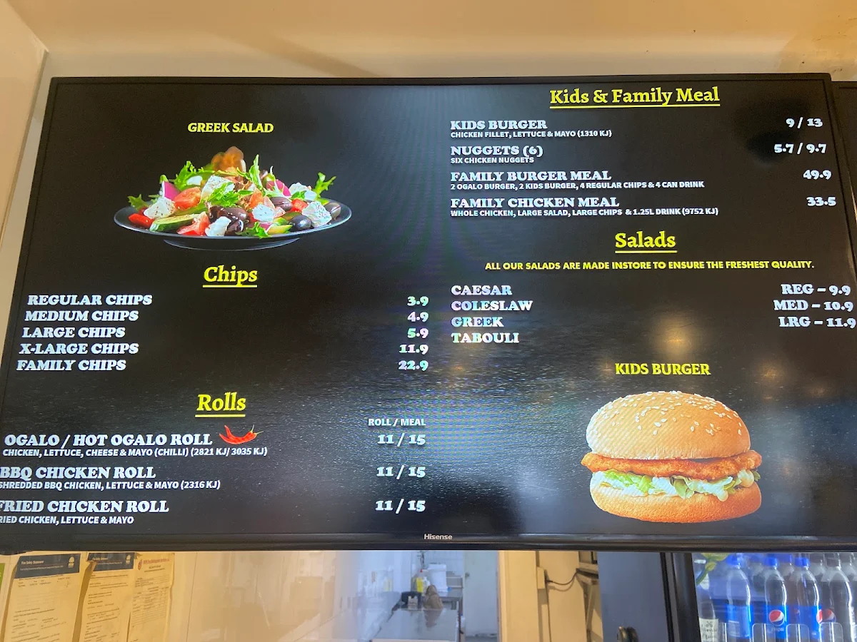 Menu, Ogalo Newtown