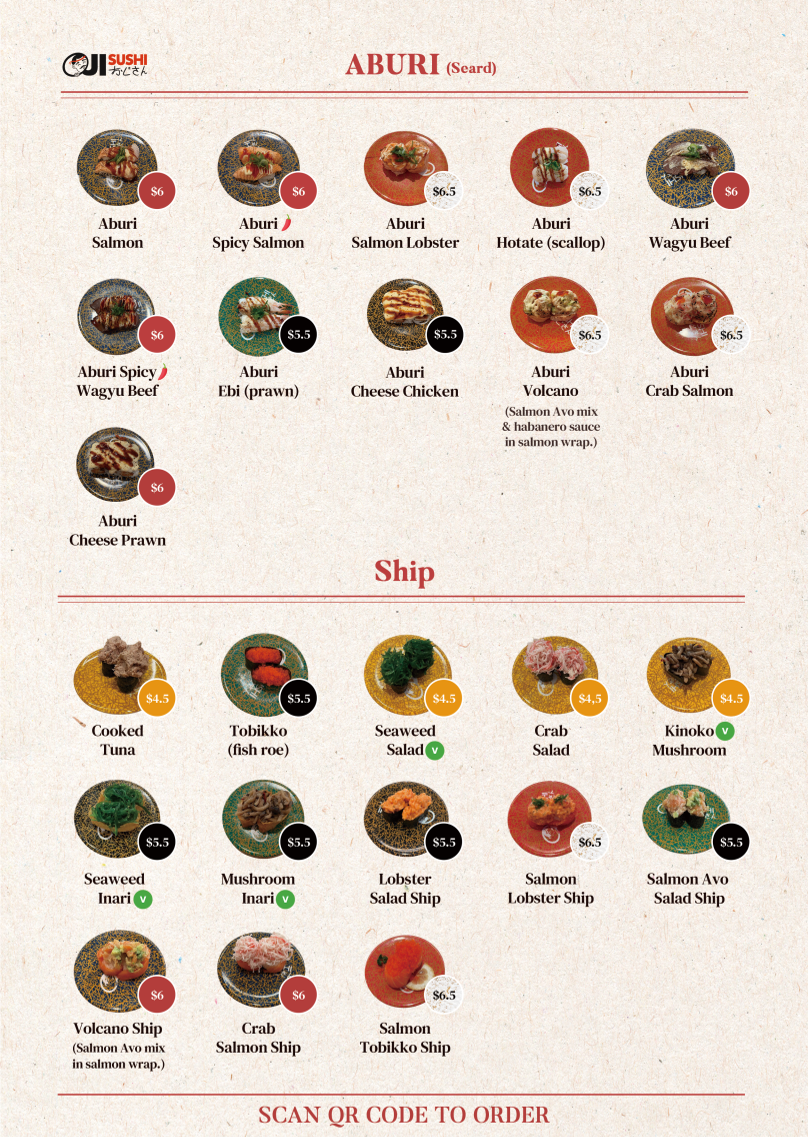 Menu, OJI SUSHI