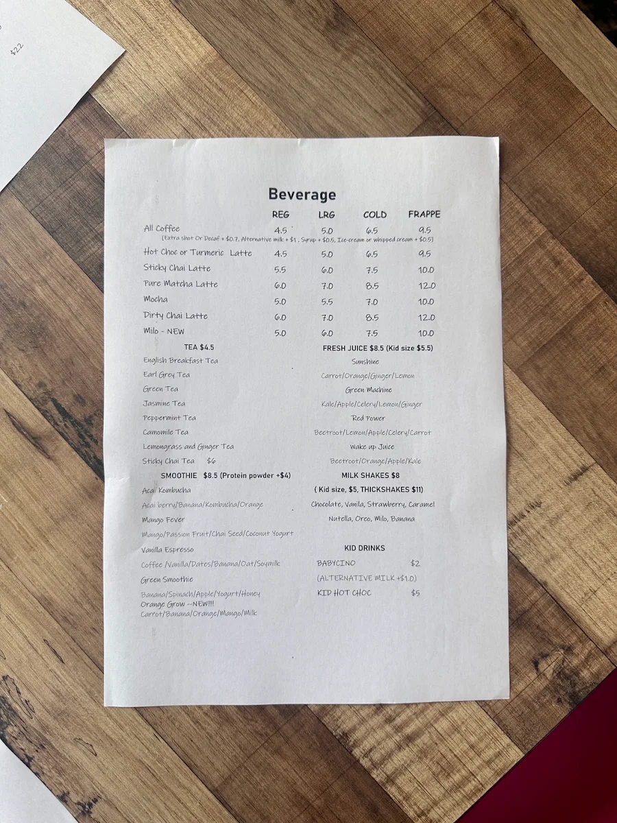 Menu, Orange lotus cafe
