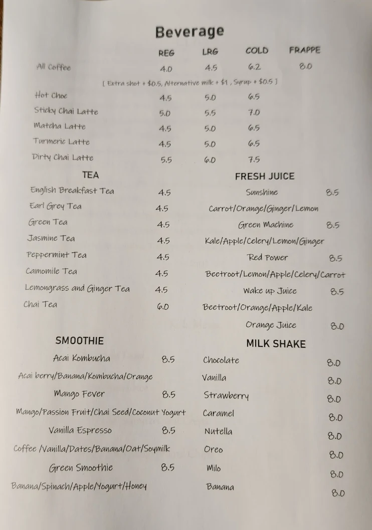 Menu, Orange lotus cafe