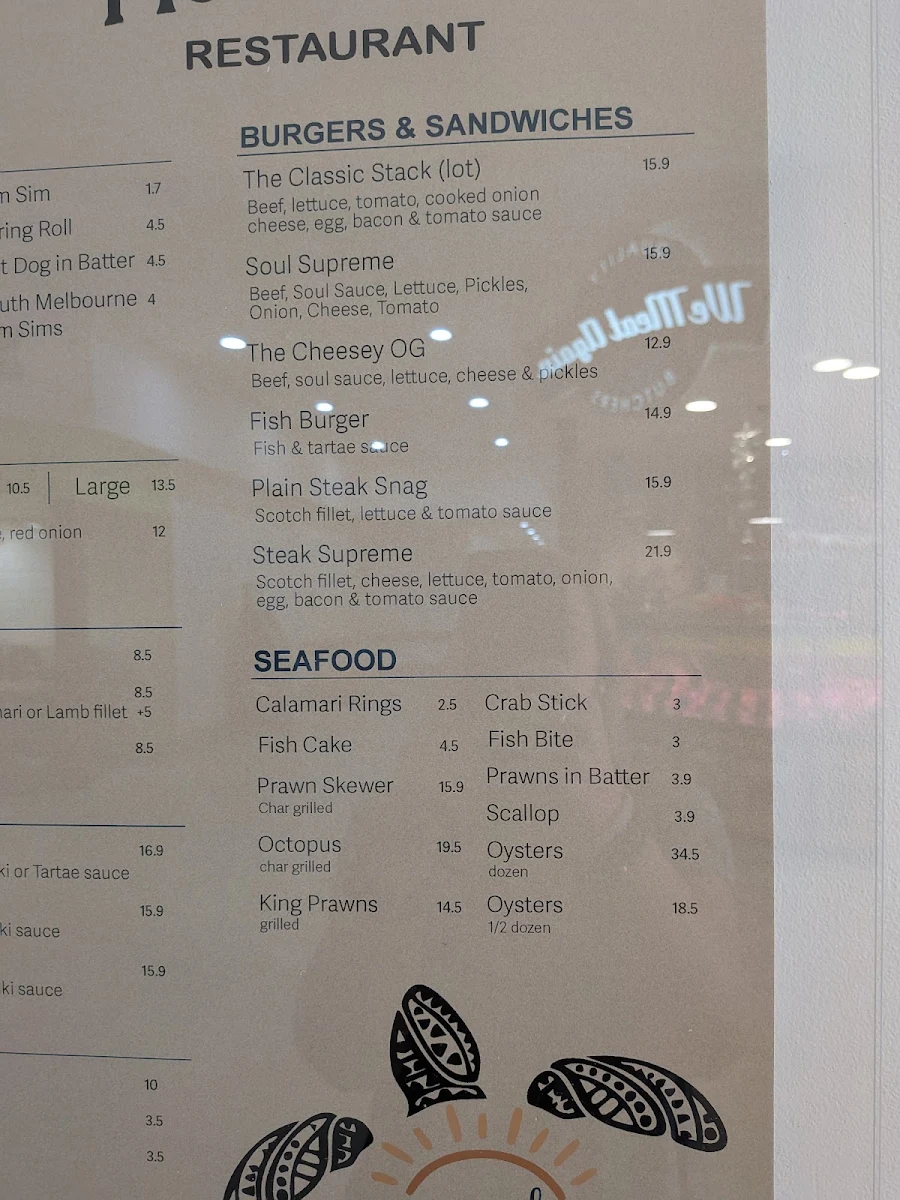 Menu, Sea Soul Fish & Chips Restaurant