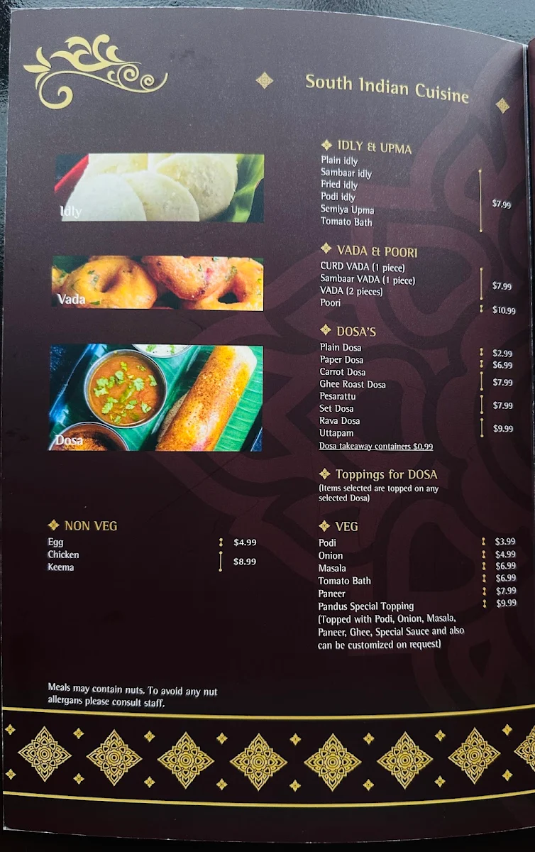 Menu, Pandu's - Footscray