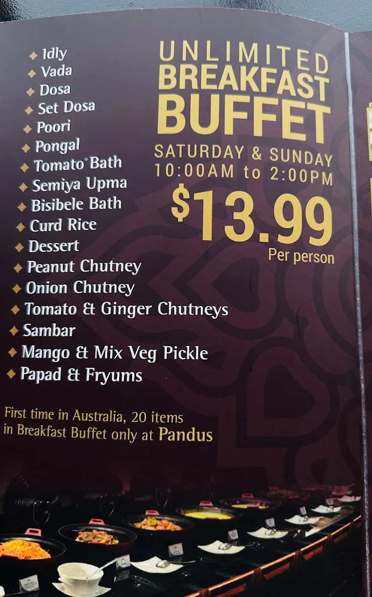 Menu, Pandu's - Footscray