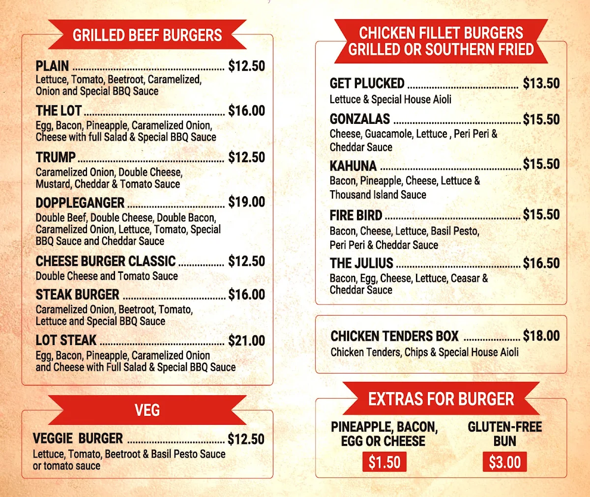 Menu, Rosanna's Southern Fried Chicken- Street Food Deli - Kelso