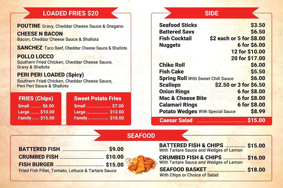 Menu, Rosanna's Southern Fried Chicken- Street Food Deli - Kelso