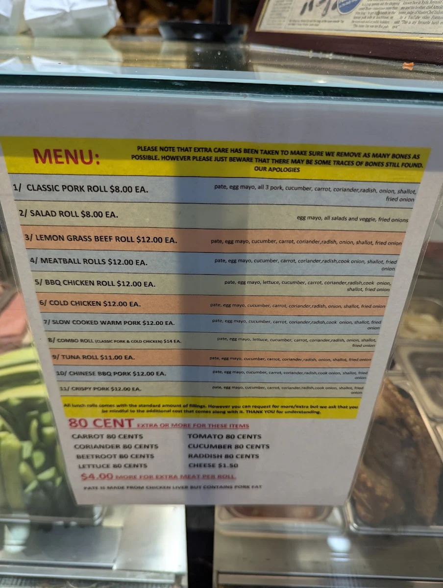 Menu, St Clair Bakery