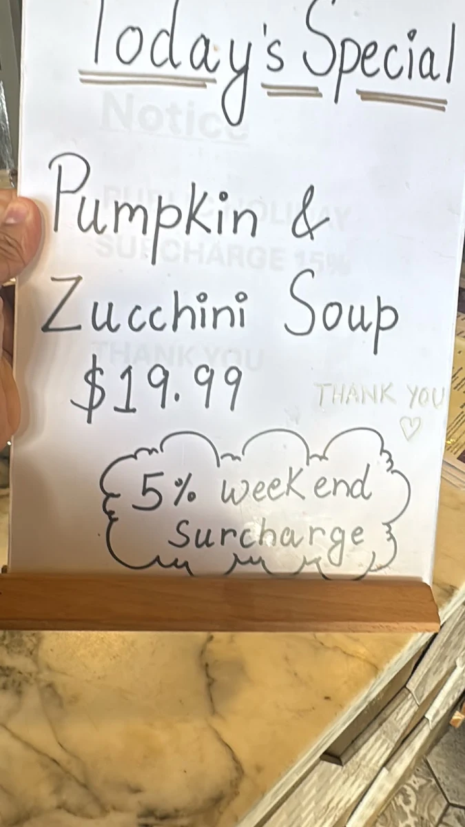 Menu, Bell Bird Cafe