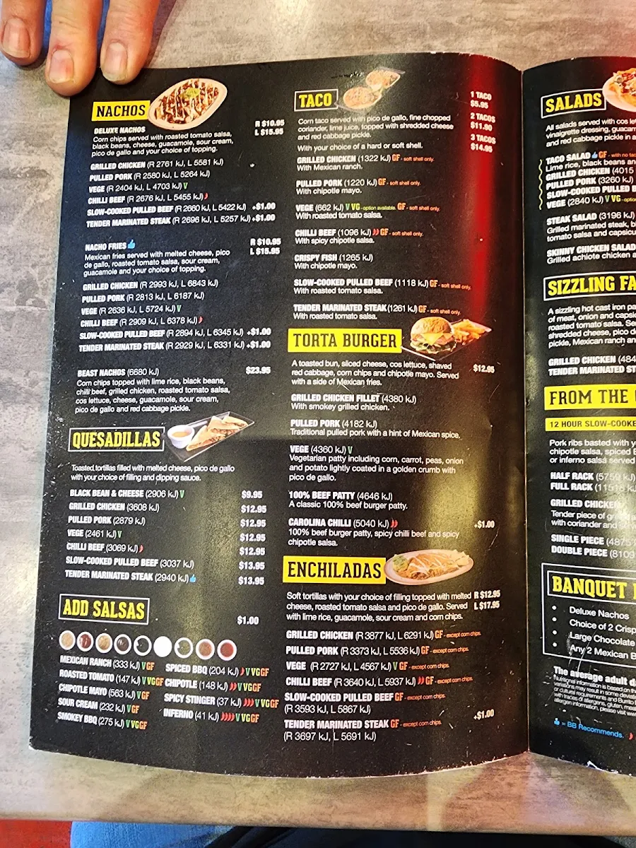 Menu, Burrito Bar Griffin